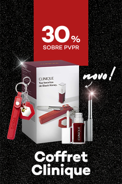 Novo Conjunto Black Honey da marca Clinique  com destaque promocional de 30% sobre preço de Venda ao Público Recomendado